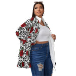 RED ROSES Borg Fleece Stand-up Collar Coat With Zipper Closure