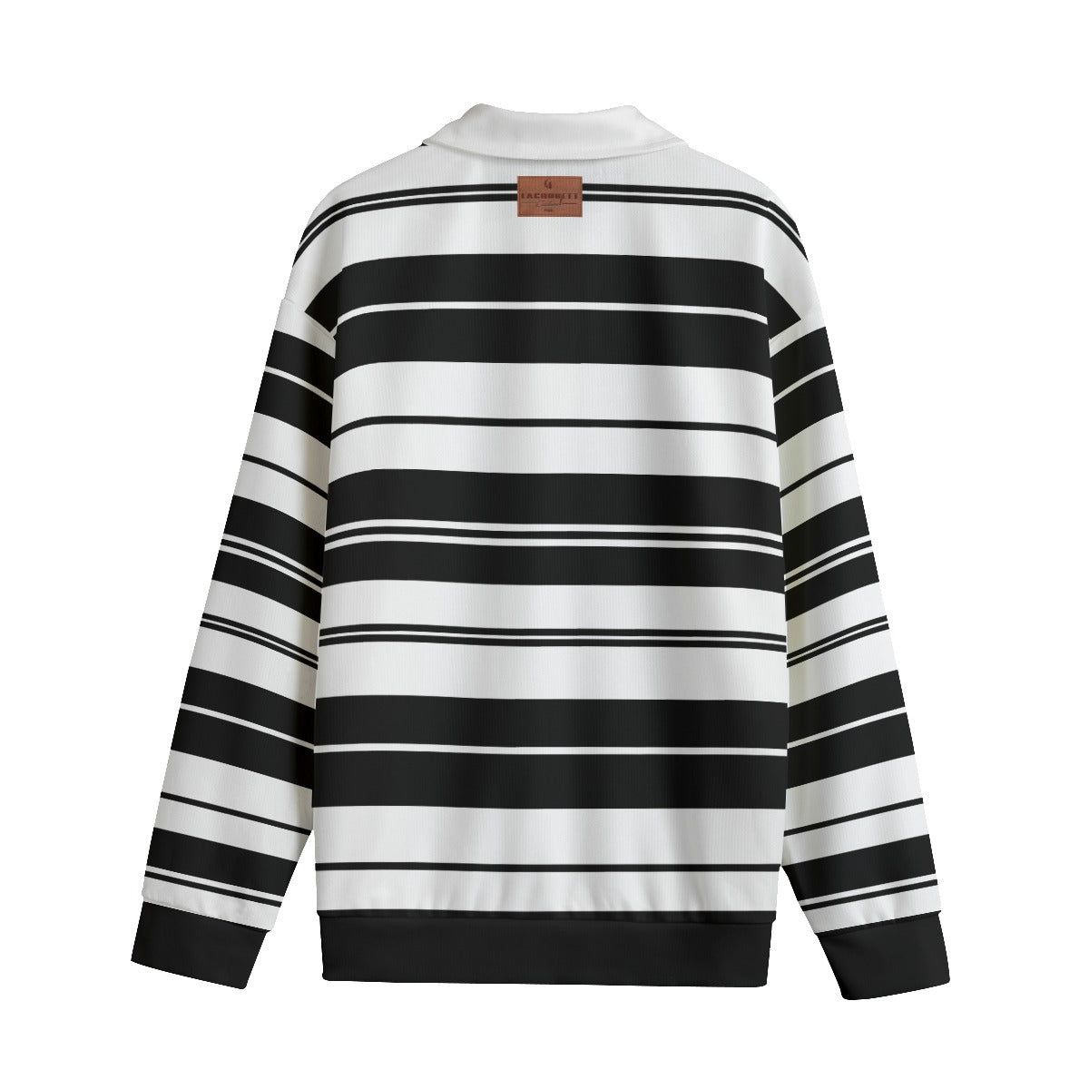 STRIPE UP WHT Unisex Lapel Collar Sweater