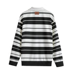 STRIPE UP WHT Unisex Lapel Collar Sweater