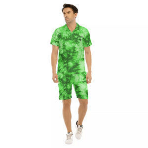TIE DYE GREEN Men's Short Sleeve Shirt Sets