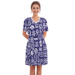ADINKRA MXBLUE Women's Round Neck Dress