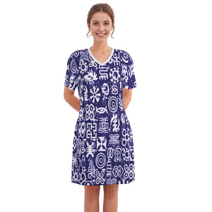 ADINKRA MXBLUE Women's Round Neck Dress