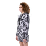 BANDANA PAISLEY WHT Women's Heavy Fleece Long Hoodie