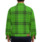 PLAID STYLE GREEN Unisex Lapel Jacket Cotton