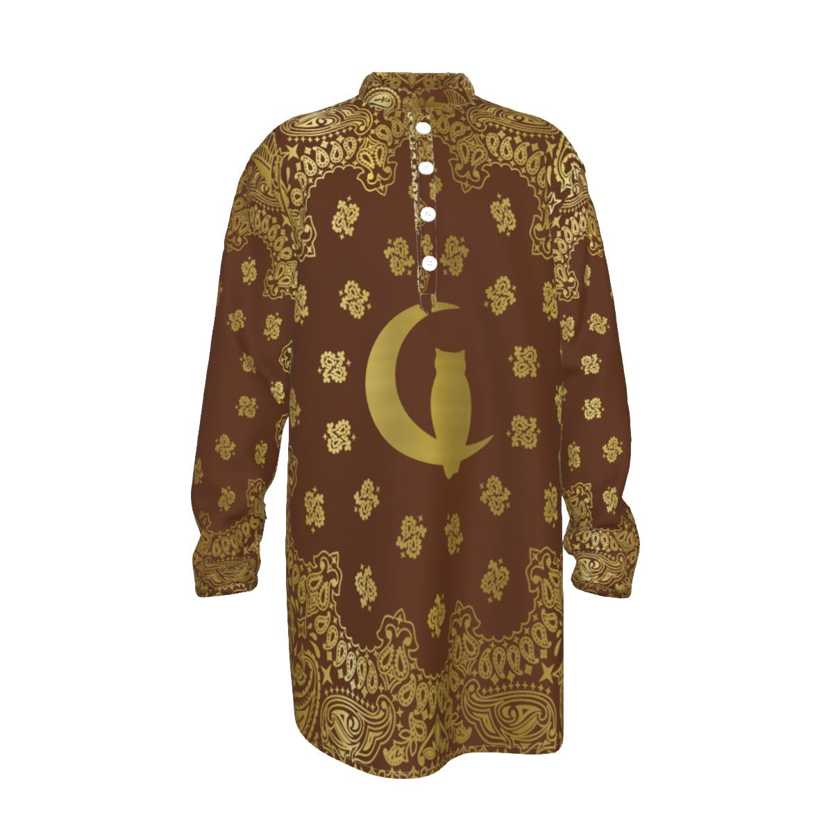 BANDANA GOLDBRWN Men's Stand-up Collar Long Shirt