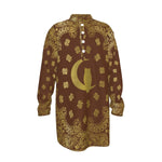 BANDANA GOLDBRWN Men's Stand-up Collar Long Shirt