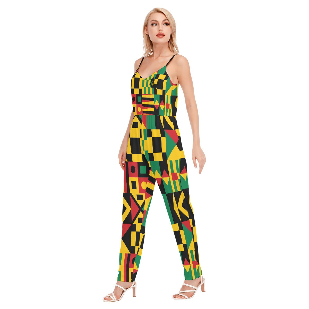 KENTE BUTAN Women's V-neck Cami Jumpsuit