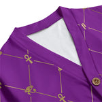 A.U.S DELUXE PRPLE Unisex V-neck Knitted Fleece Cardigan With Button Closure