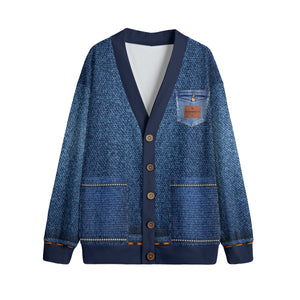 LCC DENIM JEANS Unisex V-neck Cardigan With Button Closure
