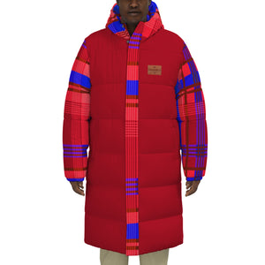 MADRAS RED1 Unisex Long Down Jacket
