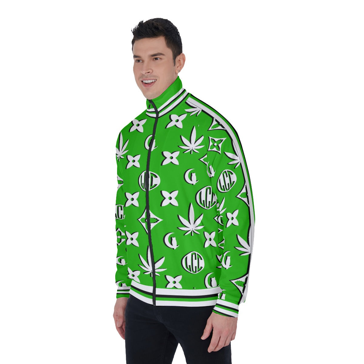 LCC WEEDY GREEN Men's Stand Collar Jacket