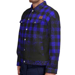 DUSTY PLAID BLUE Unisex Lapel Jacket Cotton