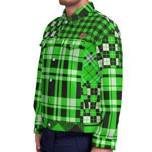FLEXIN PLAID GREEN Unisex Lapel Jacket  Cotton
