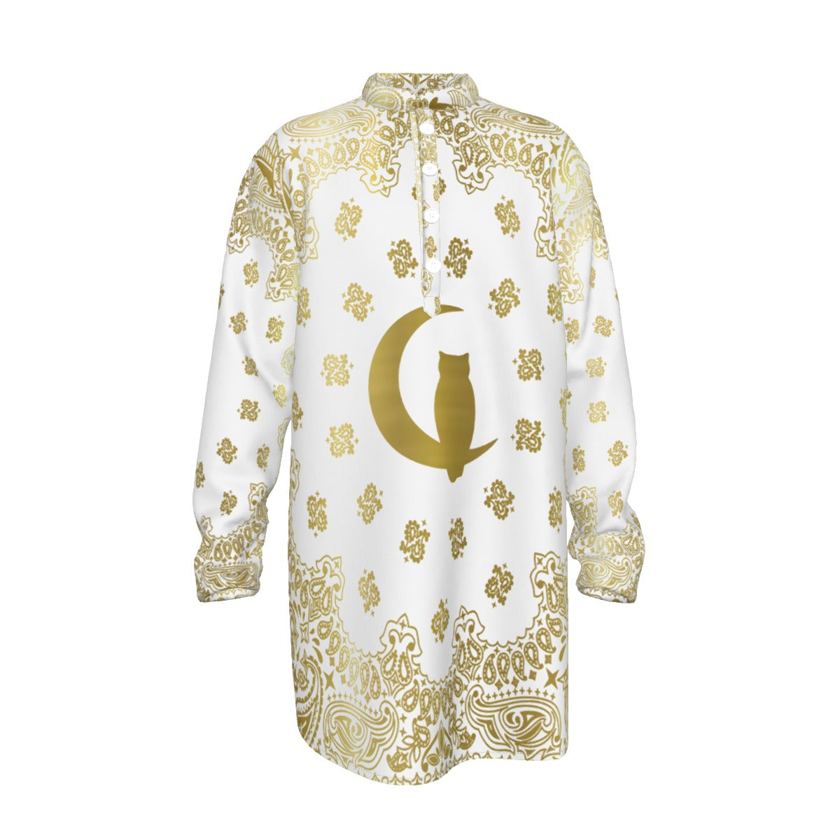 BANDANA GOLDWHT Men's Stand-up Collar Long Shirt