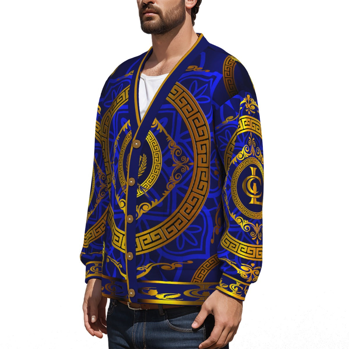LCC RICH BLUE Unisex V-neck Cardigan