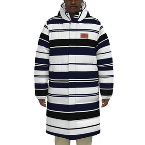 STRIPES BLCWHT Unisex Long Down Jacket
