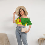 YANAZER Women's Off-shoulder Cropped Top With Short Puff Sleeve