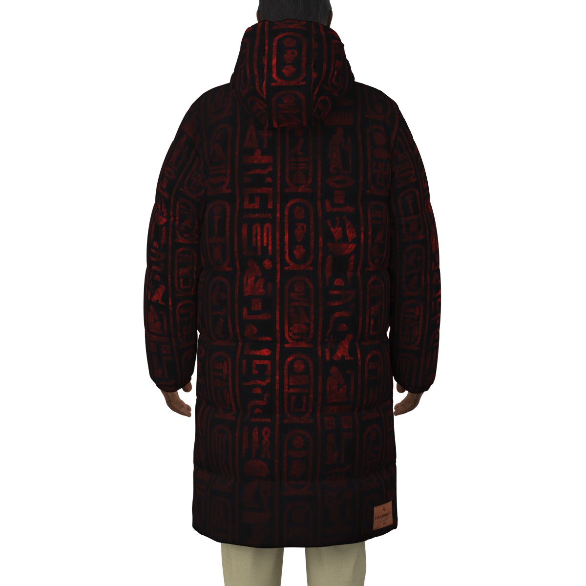 HIEROGLYPH RED Unisex Long Down Jacket