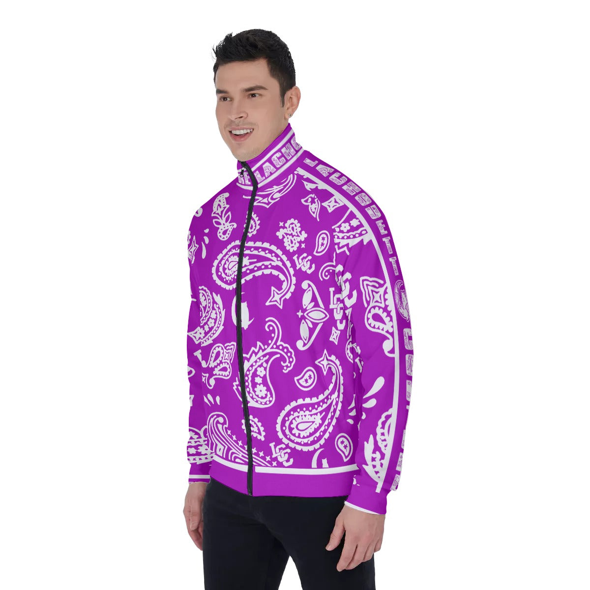 BANDANA PAISLEY GRAPES Men's Stand Collar Jacket
