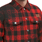 DUSTY PLAID RED Unisex Lapel Jacket  Cotton