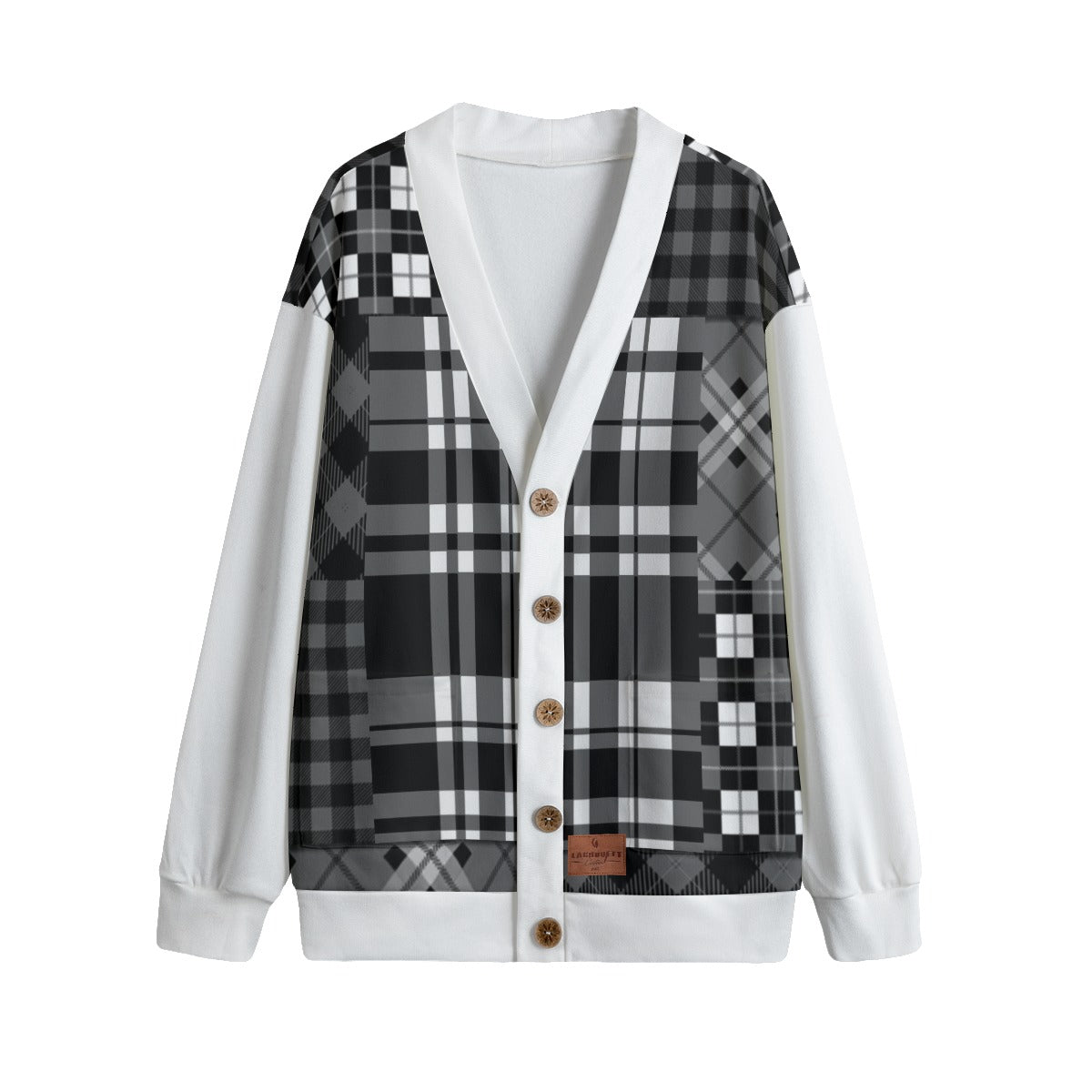 FLEXIN FLANNEL WHT Unisex Cardigan With Button Closure