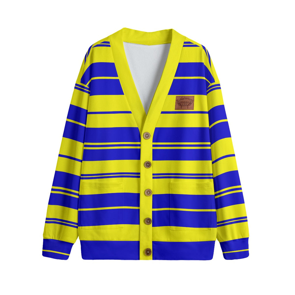 STRIPE UP CRENSHAW Unisex V-neck Cardigan With Button Closure
