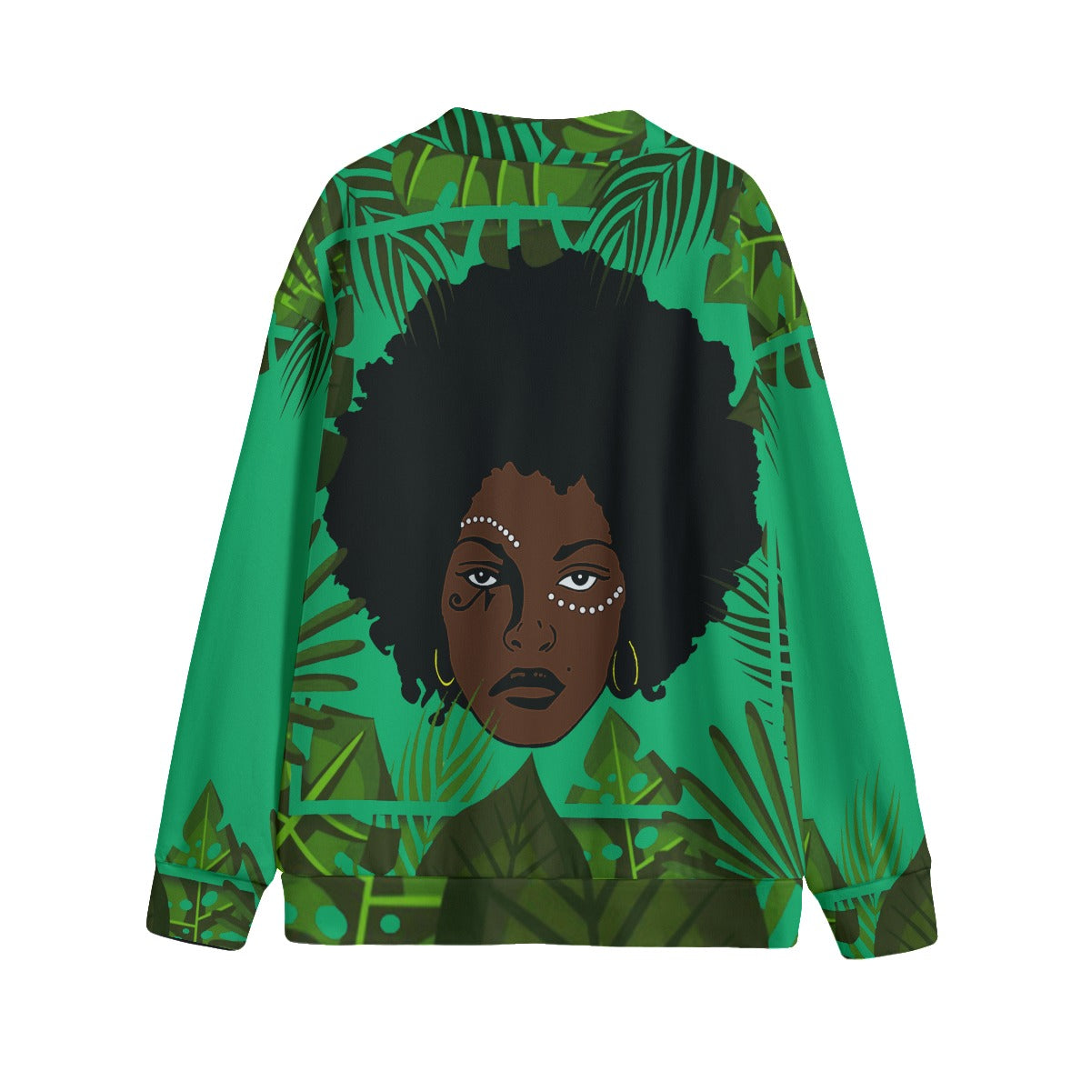 TROPICAL KWEEN FOREST Unisex V-neck Cardigan With Button Closure