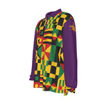 KENTE BUTAN PRPLE Men's Long Sleeve Polo Shirt