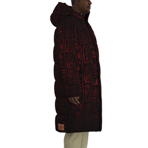 HIEROGLYPH RED Unisex Long Down Jacket
