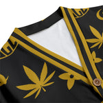 WEEDY BRWNBLC Unisex V-neck Cardigan With Button Closure