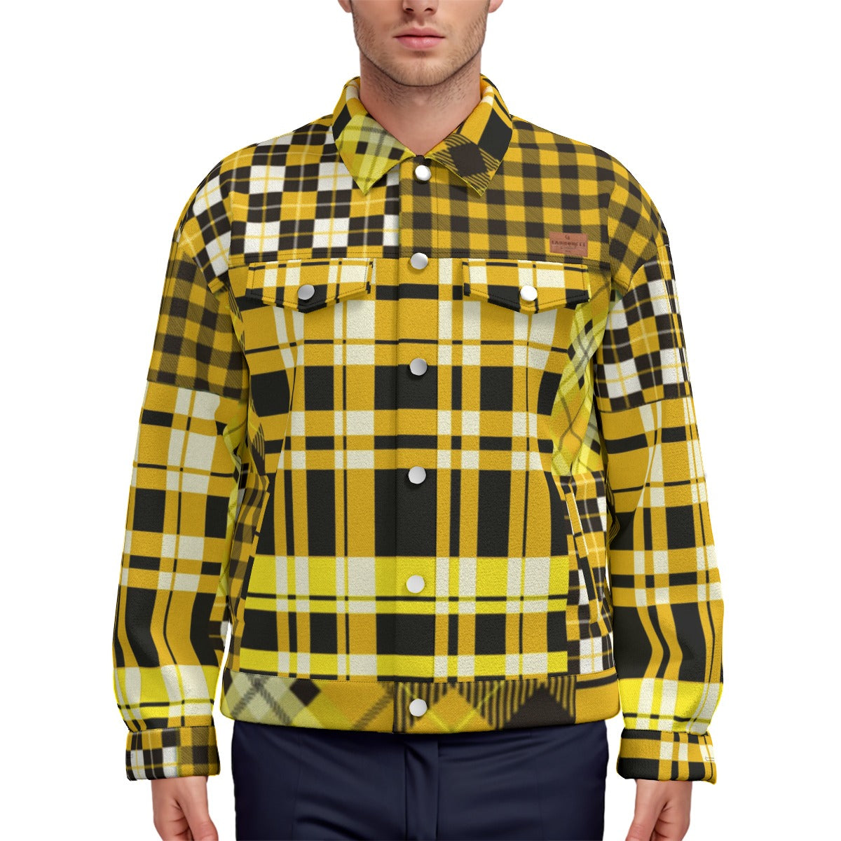 FLEXIN PLAID YLW Unisex Lapel Jacket  Cotton