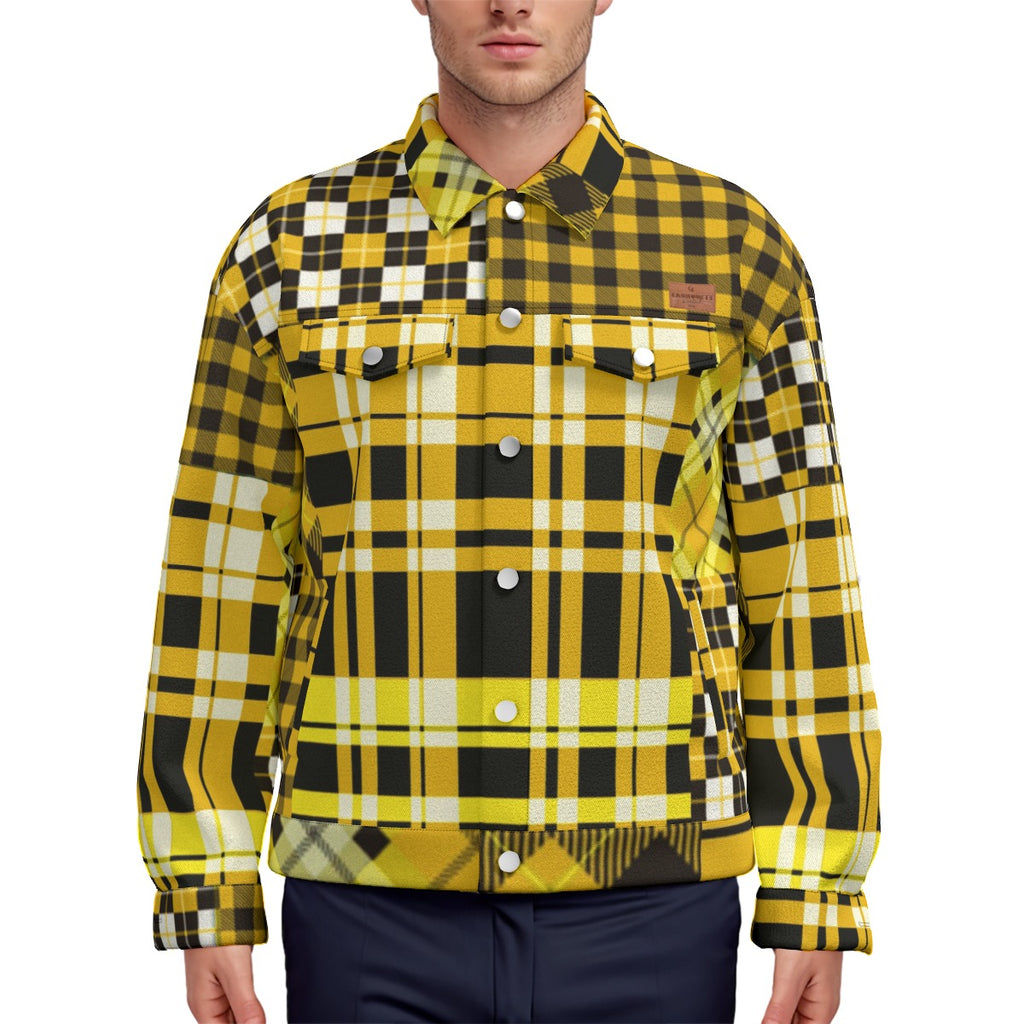 FLEXIN PLAID YLW Unisex Lapel Jacket  Cotton