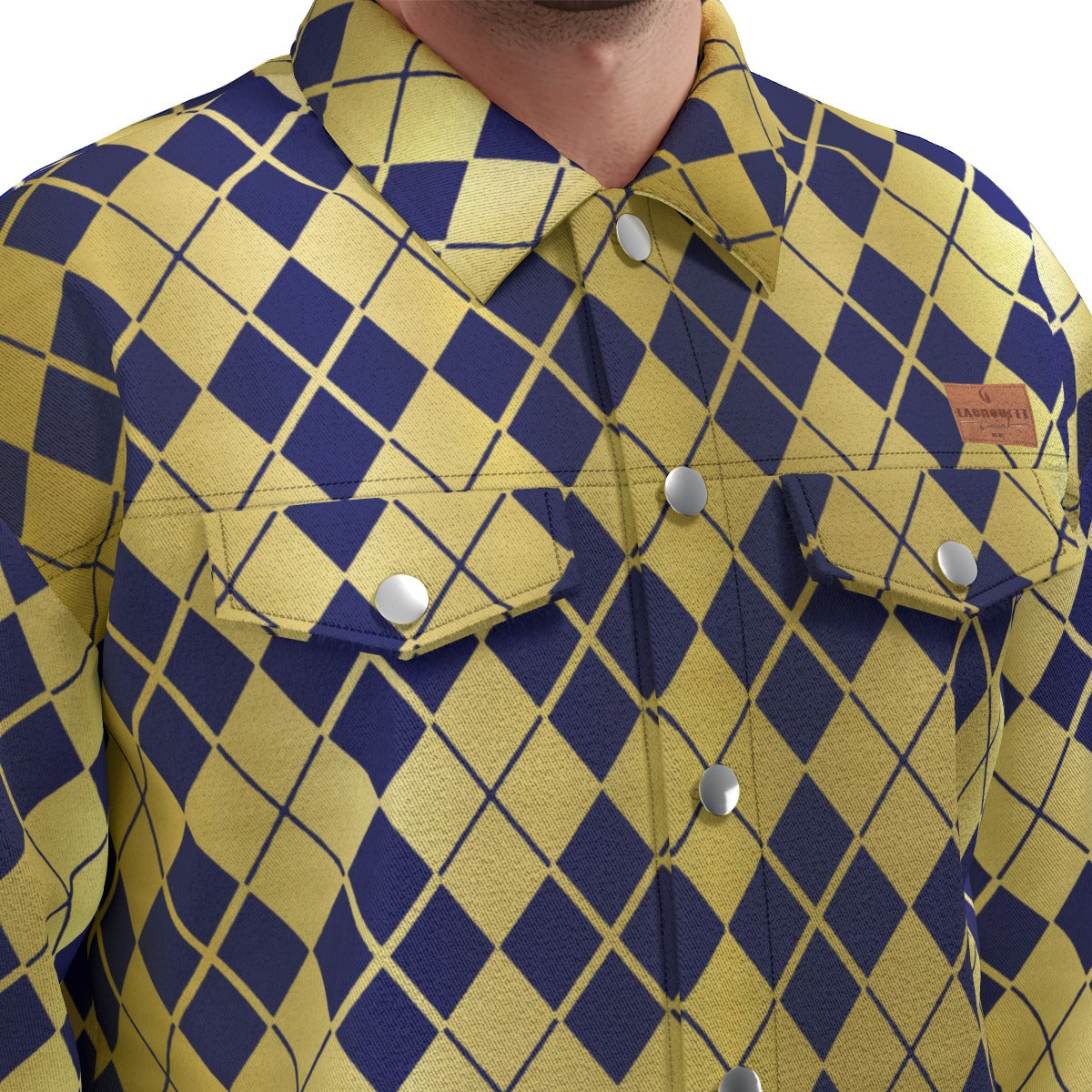 ARLEQUIN BLUE Unisex Lapel Jacket Cotton