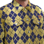 ARLEQUIN BLUE Unisex Lapel Jacket Cotton