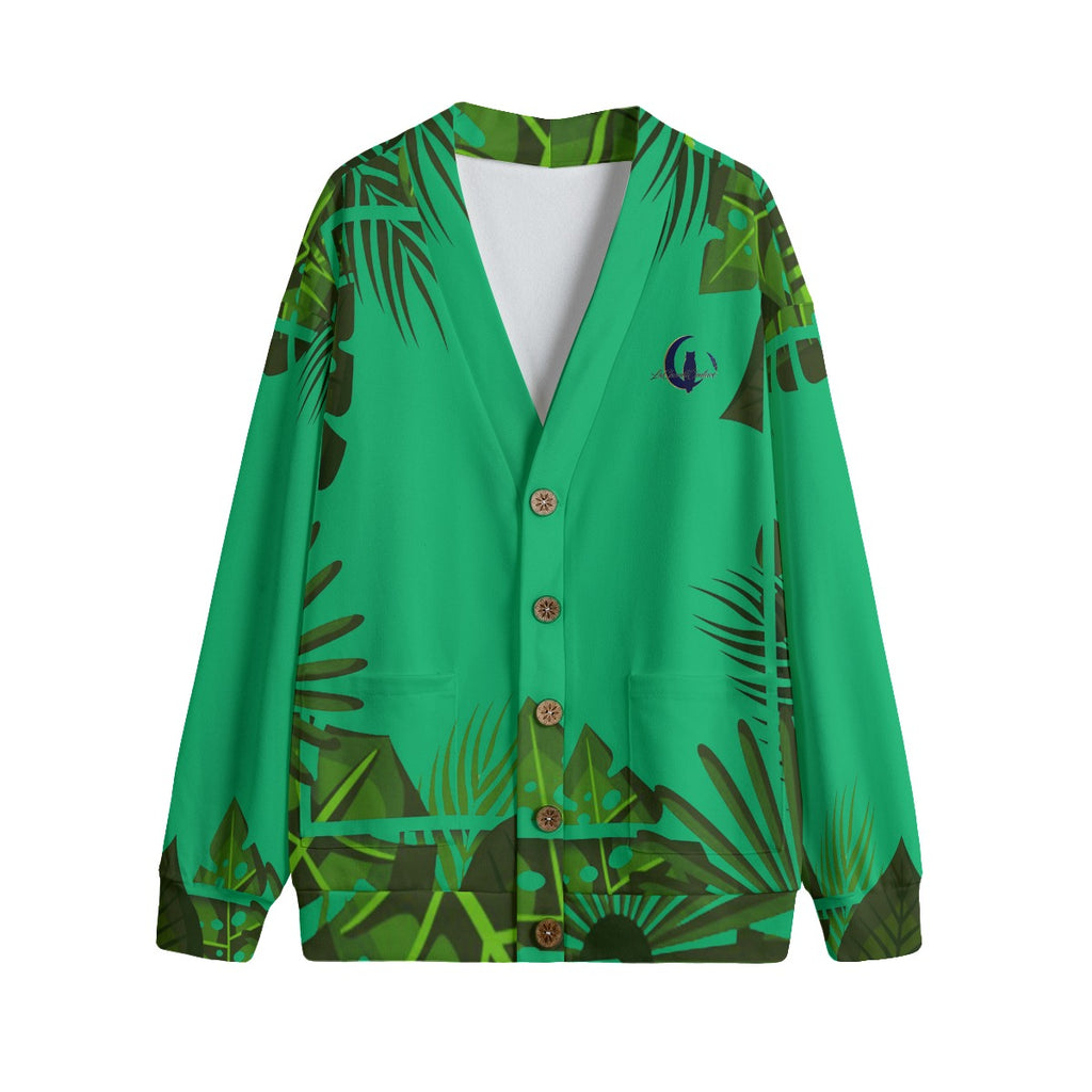 TROPICAL KWEEN FOREST Unisex V-neck Cardigan With Button Closure