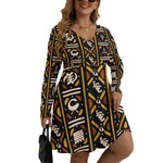 BOGOLAN KMT Women's V-neck Long Sleeve Dress