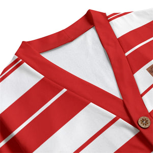 STRIPE UP BLOODY Unisex V-neck Cardigan With Button Closure