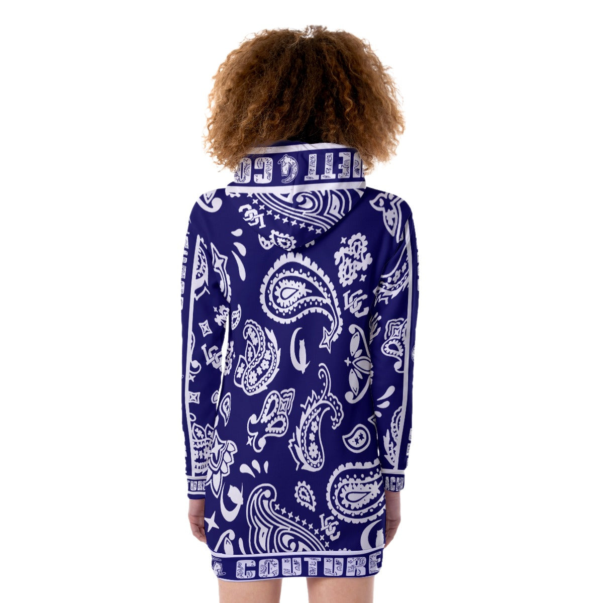 BANDANA PAISLEY NAVY Women's Heavy Fleece Long Hoodie