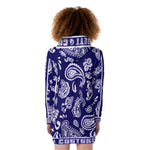 BANDANA PAISLEY NAVY Women's Heavy Fleece Long Hoodie