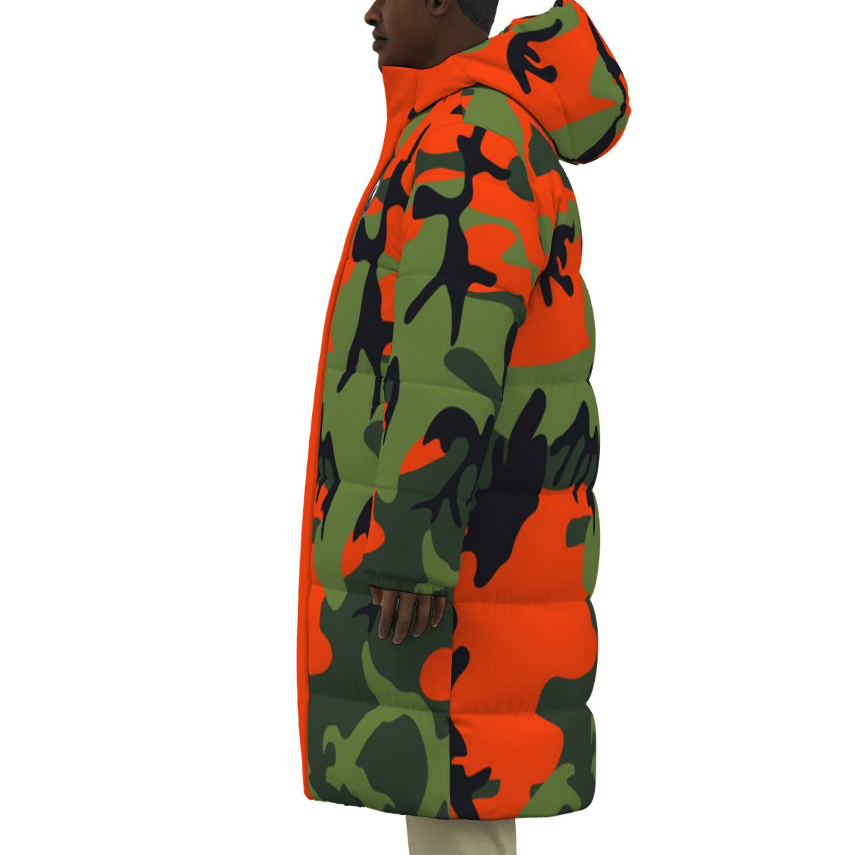 CAMOUFLAGE KAKI Unisex Long Down Jacket
