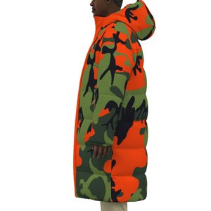 CAMOUFLAGE KAKI Unisex Long Down Jacket