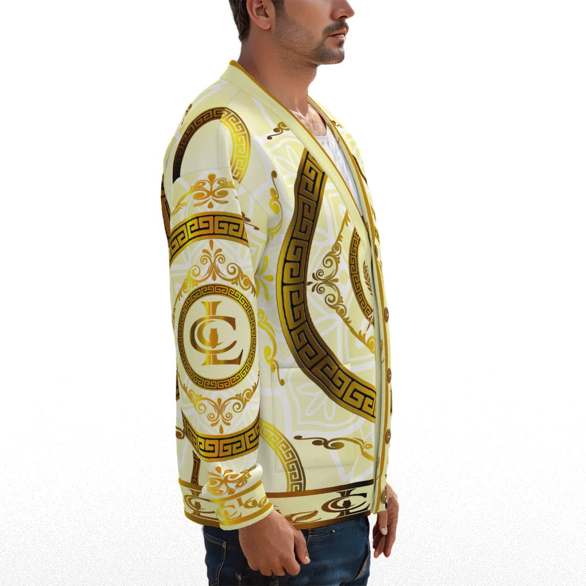 LCC RICH WHT Unisex V-neck Cardigan
