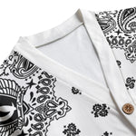 BANDANA WHT Unisex V-neck Cardigan With Button Closure