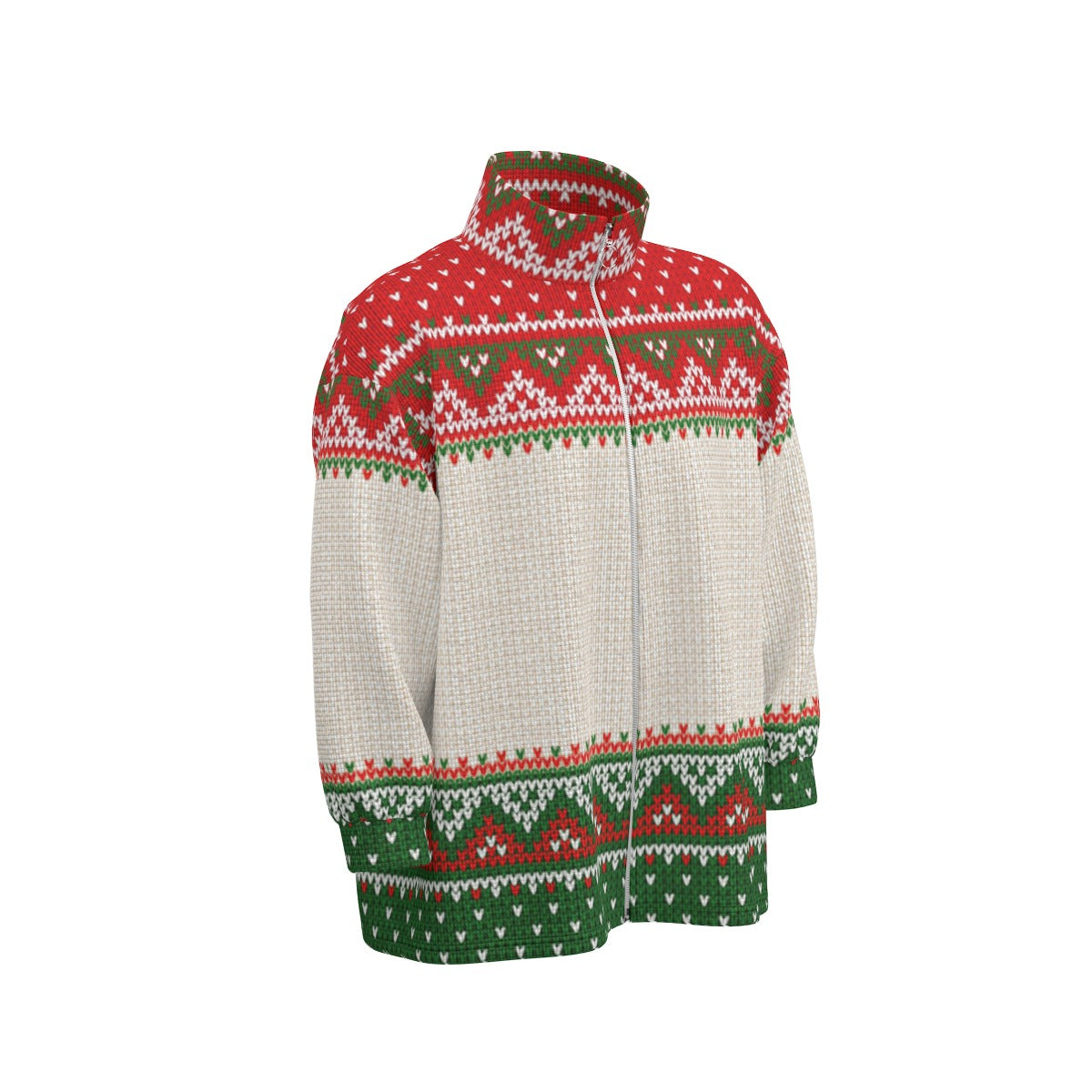 LCC KNITTED XMAS Unisex Stand Collar Zipped Thick Jacket