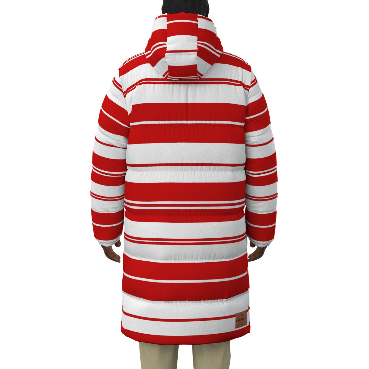 STRIPES REDWHT Unisex Long Down Jacket