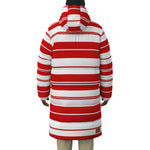 STRIPES REDWHT Unisex Long Down Jacket