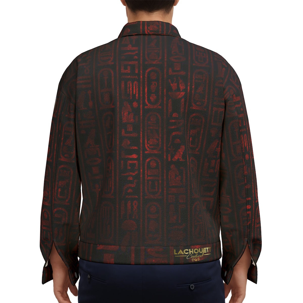 HIEROGLYPH RED Unisex Lapel Jacket  Cotton