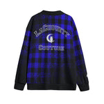 DUSTY PLAID BLUE Unisex V-neck Cardigan With Button Closure