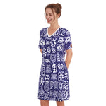 ADINKRA MXBLUE Women's Round Neck Dress