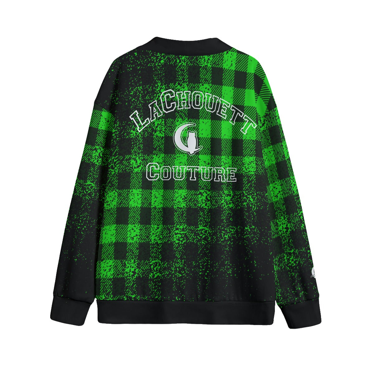 DUSTY PLAID GREEN Unisex V-neck Cardigan With Button Closure